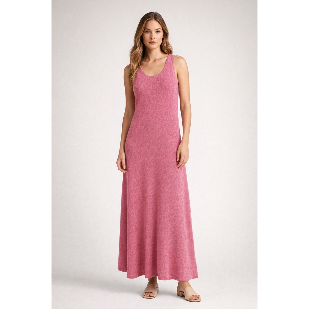Daphnea Paris Knit‎ Maxi Dress Womens L Pink Sleeveless Barbiecore Coquette Chic